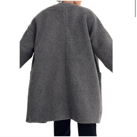 Madewell Oversized Grey Bonded Fleece Cocoon Coat - Picture 3 of 14